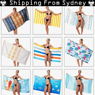 $20.99 • Buy Sand Free XL Beach Towel + Bag Quick Dry Microfibre Compact Light 80x160cm Swim 