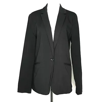 Mossimo Jacket Womens Medium Black Blazer Pockets Shoulder Pads Workwear Lined • $11.99