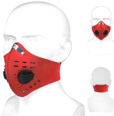 Red Face Mask Protective Filter Dust Pollen Washable Reusable PM 2.5 FM5 UK • £3.79