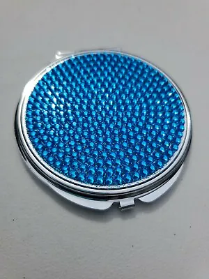 Light Blue Crystal Makeup Compact Mirror • Bejeweled Luxury Gem • Glamorous 2.5  • $9.99