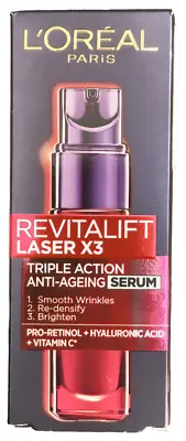 L'Oreal Paris Revitalift Laser X3 Triple Action Anti-Ageing Serum - 30ml (New) • £14.49