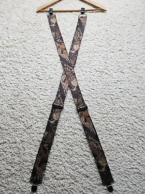 Vintage Heavy Duty 2  Adjustable Suspenders XL Clips Realtree Camo Made In USA • $17