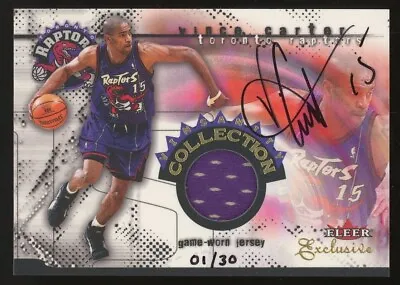 2001-02 Fleer Exclusive VINCE CARTER Vinsanity Collection Auto Jersey #01/30 • $999.99