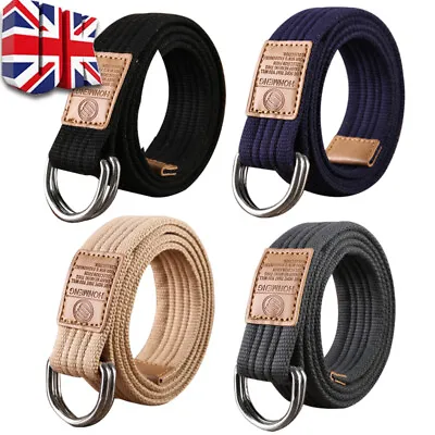 £4.99 • Buy Mens Womens Canvas Double D Ring Waist Belts Fabric Belt Waistband Webbing Strap