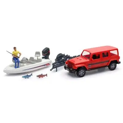 Jeep With Trailer And Fishing Boat Set 1:20 Scale Model Toy • $155.69