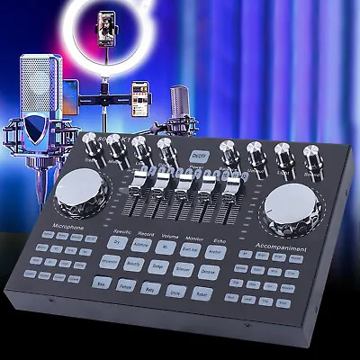 Audio Mixer Bluetooth USB DJ Sound Mixing Console Amplifier Live Sound Card K1 • $39.90