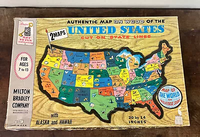 Vintage Map Of The United States Puzzle Milton Bradley 1961 Complete 2 Sided • $11.90