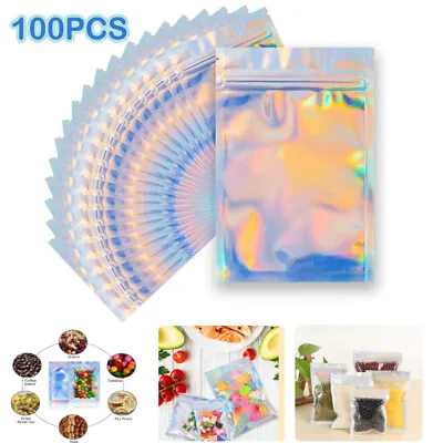 400 Pcs Holographic Mylar Foil Bags Smell Proof Resealable Zip Lock Pouch Black • $15.89
