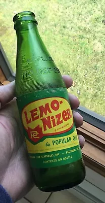 Old Baltimore MD Soda Bottle Lemo Nizer By Popular Club 10 Oz Green Glass • $9.50