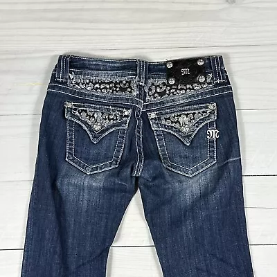 Miss Me Boot Cut Women's Size 26 Denim Blue Jeans Flap Embellished Act. 28x34 • $34.95