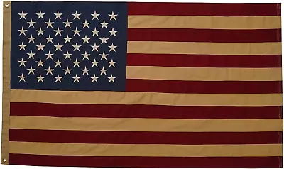 Vintage American Cotton Flag 3X5 Ft Made In USA Luxury Embroidered Stars And Do • $43.80