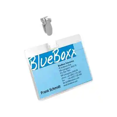 £24.99 • Buy 50 X Durable Clear Plastic Visitor Pass Holders Name Badges 60mm X 90mm VAT Inc