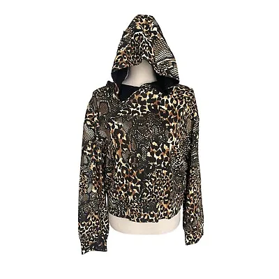 ZARA Top S Women's Animal Print Hoodie Crop Top S Oversized • $5.96