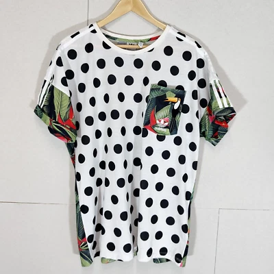 £15 • Buy Adidas Womens Top T-Shirt Black White Red Size UK 12 Polka Dot Embroidered