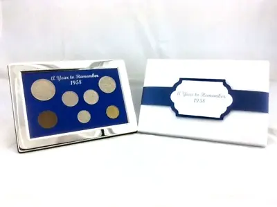 £44.95 • Buy 65th Birthday Or Retirement Gift - 1958 Silver Framed Coin Year Set - Gift Boxed