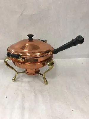 5 Pc. Vintage Chaffing Copper Brass Fondue Pot Chafing Dish Lid Double Boiler • $62.01