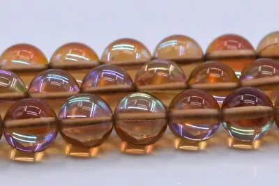 Cocoa Brown Mystic Aura Quartz Beads Round Loose Beads 6/8/10MM • $3.79