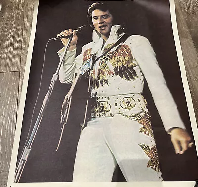 Original Elvis Presley In Concert Paper Poster Wearing White Jumpsuit The King • $34.98