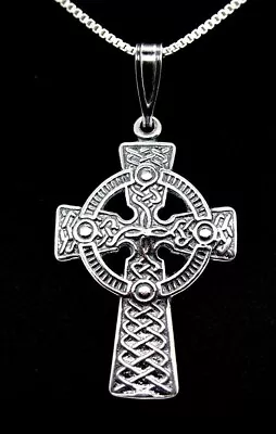 Celtic Cross Pendant 925 Sterling Silver Irish Celtic 18  Necklace Gift Boxed • $19.95