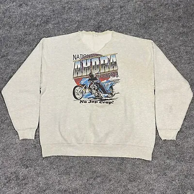 Vintage 90s AHDRA Harley Davidson Drag Racing Sweatshirt Crewneck Distressed • $49.99