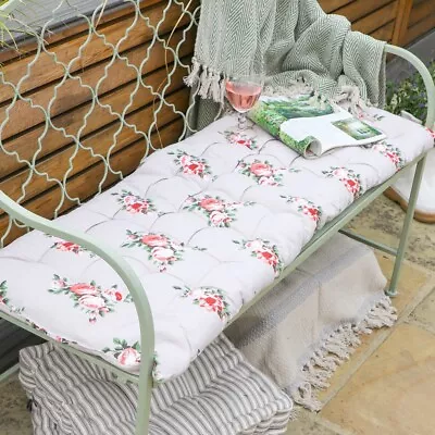 Vintage Floral Waterproof Fabric Bench Cushion Patio Garden Furniture Seat Pad • £57.99