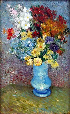 Flowers In A Blue Vase By Vincent Van Gogh Giclee Fine Art Print Repro On Canvas • $49.95
