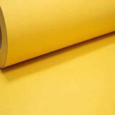 Grandeco Plain Yellow Glitter Sparkle Metallic Sheen Textured Thick Wallpaper • £8.99