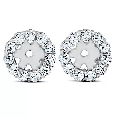 $257.99 • Buy 3/8ct Halo Diamond Stud Earring Jackets 14K White Gold (4mm)