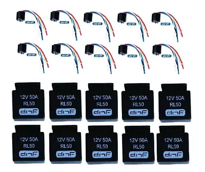 $17.25 • Buy 10 Pair 50 Amp 12v Bosch Style Relay & Harness Socket Spdt + 100% Copper Wires