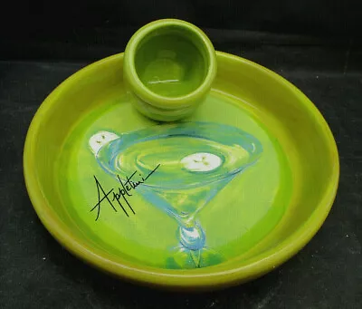 Olive Dish Marvelous Martinis Ambiance APPLETINI Green Toothpick Holder 5.5  NIB • $10.56