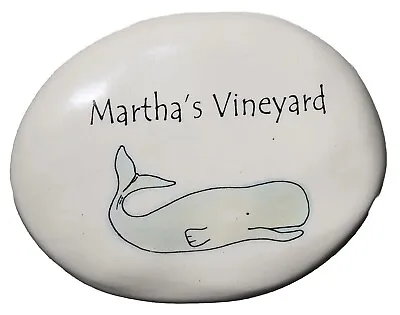 August Ceramics Handpainted Rock Martha's Vineyard Whale USA Ceramic Paperweight • $16.49