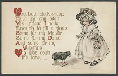 1908-10 VALENTINE Postcard Artist Signed FLORENCE NOSWORTHY Baa Baa Black Sheep • $6