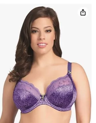 Elomi Jocelyn Underwire Plunge Bra Iris UK 44FF RRP £40 LN043 QQ 05 • $37.29