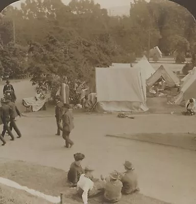 Refugee Camp Lafayette Square San Francisco Earthquake CA White Stereoview  1906 • $9.99