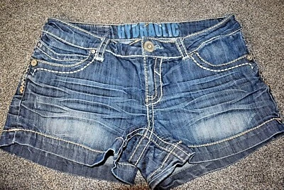 $29.99 • Buy D7 11/12 (W 36 ) HYDRAULIC Jeans LOLA Low Rise Stretch Denim Shorts Thick Stitch