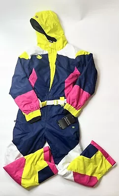 Tipsy Elves Mens Neon Knockout Insulated Ski Snow Suit Retro One Piece NWT Large • $150