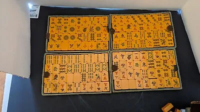 Antique Vintage Mahjong Mah Jong Set Bakelite 144 + Tiles Corbin Case TLC Read • $494.99