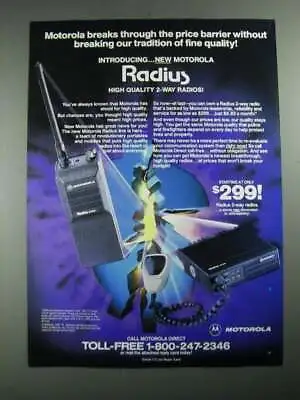1987 Motorola Radius P100 And M100 2-Way Radios Ad - Price Barrier • $19.99