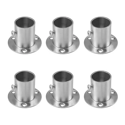 6pcs Rail End Center Supports Brackets Round Wardrobe Rails Poles Rod Sockets • £16.31