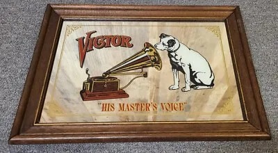 Victor His Master's Voice Vintage Framed Nipper Talking Machine Mirror Large • $119.99