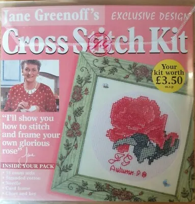 Cross Stitch Kit By Jane Greenoff   -  Glorious Rose With Illustrated Card Frame • £1.99