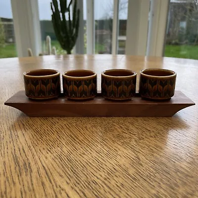 Hornsea Heirloom Egg Cups & Hardwood Holder. 1970’s • £15