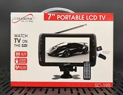 Supersonic SC-195 7  LCD Portable Rechargeable ATSC Digital TV +Remote +AC/DC • $68.94