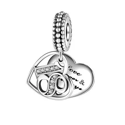 Genuine Sterling Silver 925 18th 18 Eighteen Birthday Love Heart Forever Charm • £14.99