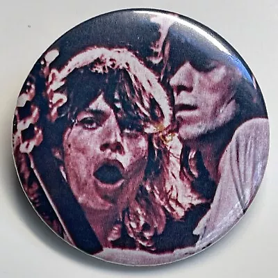 Vintage 1970s MICK JAGGER KEITH  RICHARDS Pin Button ROLLING STONES Badge 2.2  • $11.95