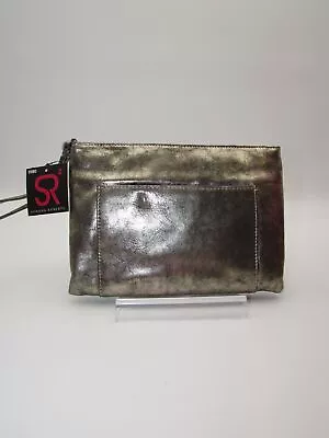 NWT SR2 Sondra Roberts Gold Metallic Faux Leather Clutch Handbag Purse • $19.99