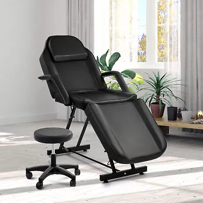 Adjustable Massage Bed W Chair Professional Salon Equipment For Home Salon Black • $187.30