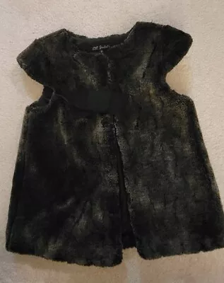 LILI GAUFRETTE  FRANCE Super Cute Faux Fur Charcoal Gray Vest Girls 10  • £23.75