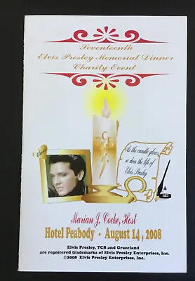 Elvis Marian Cocke Memorial Dinner Menu / Program 2008 • $20