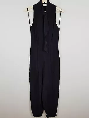 ZIMMERMANN | Womens Black Washed Silk Jumpsuit [ Size 0 Or AU 8 / US 4 ] • $250